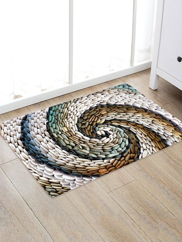 

3D Cobblestone Pattern Floor Rug, Multi
