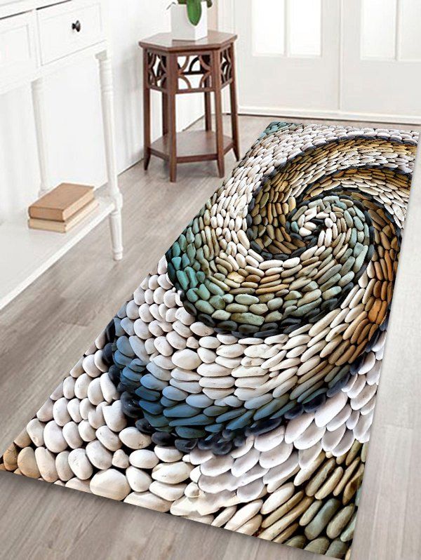

3D Cobblestone Pattern Floor Rug, Multi
