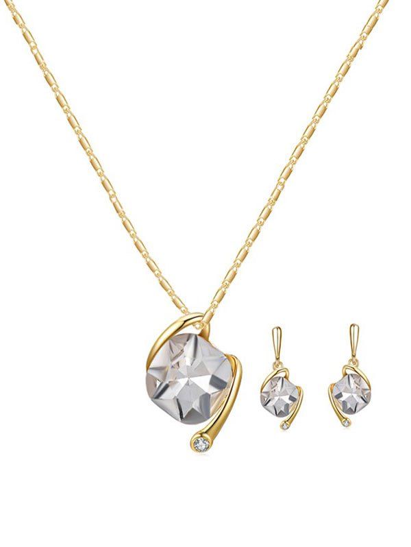 

Artificial Diamond Pendant Necklace and Earrings, White