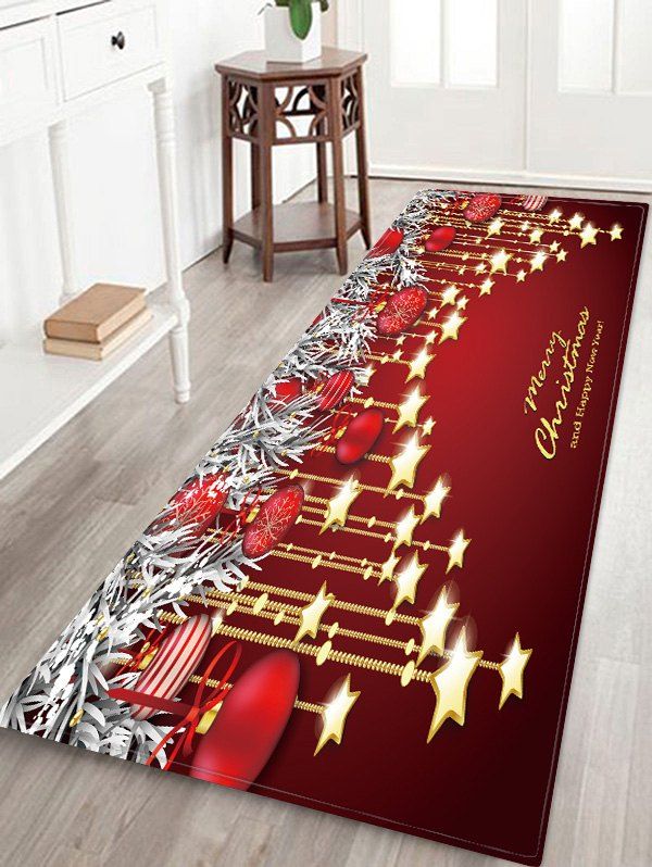 

Merry Christmas Star Pattern Floor Rug, Multi