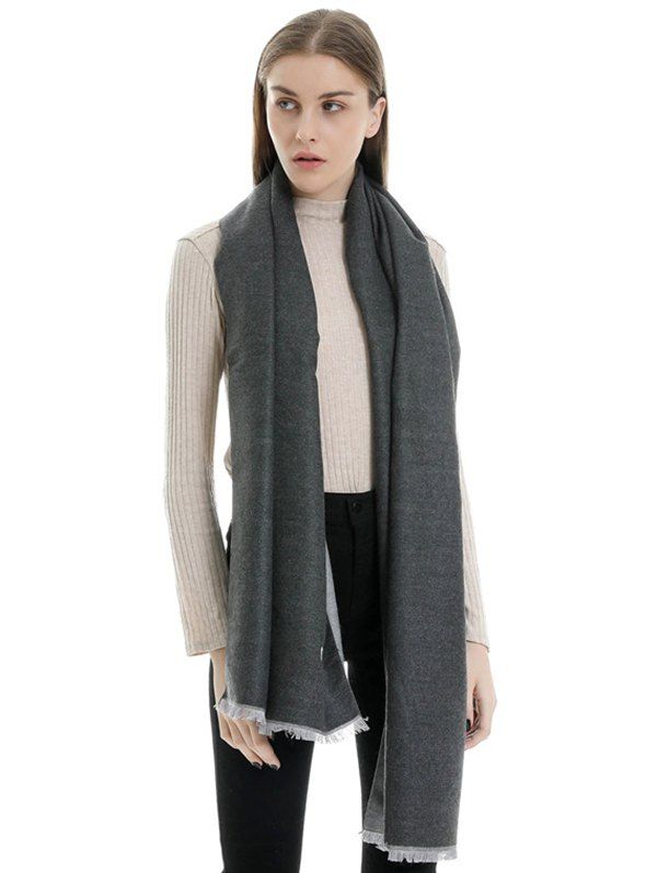

Faux Cashmere Double-sided Two Tone Scarf, Black