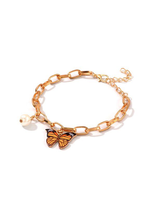 

Punk Butterfly Pendant Chain Bracelet, Tangerine