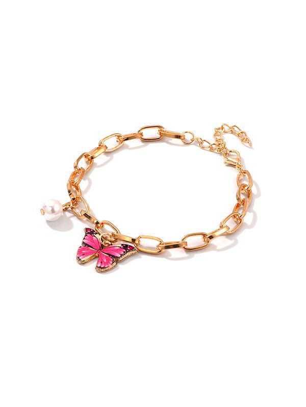 

Punk Butterfly Chain Bracelet, Rose red