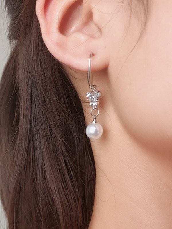 

Butterfly Artificial Pearl Hook Earrings, Silver