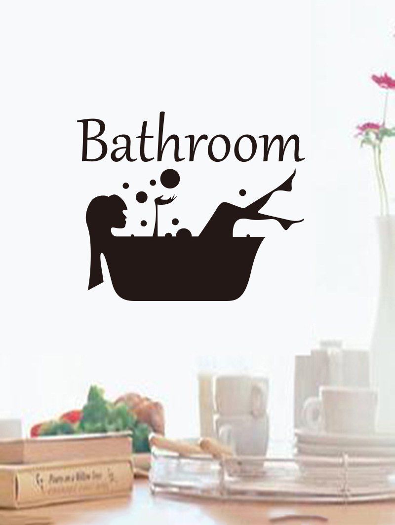 

Girl Bathroom Pattern Wall Sticker Set, Black