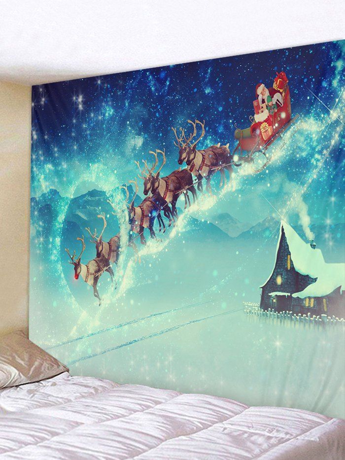 

Santa Claus Deer Pattern Tapestry, Macaw blue green