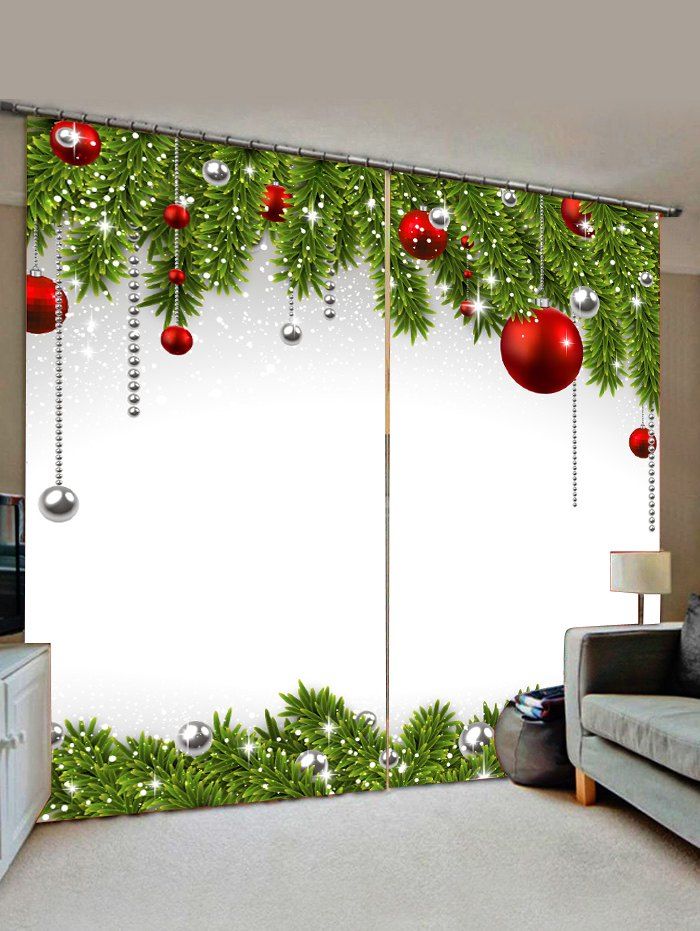 Shops Christmas Ball Pattern Window Curtains  