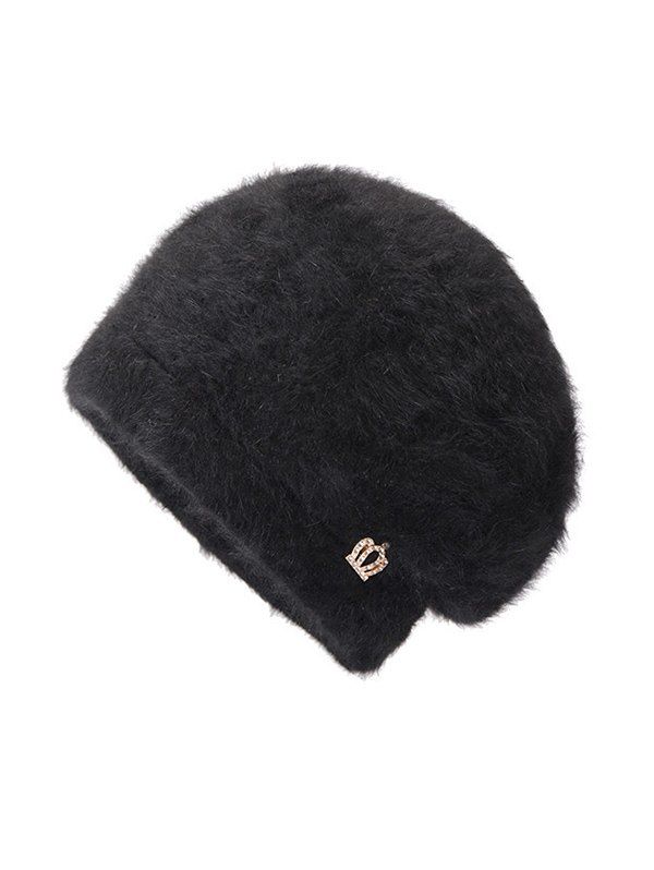 

Crown Decoration Plush Solid Color Beret, Black