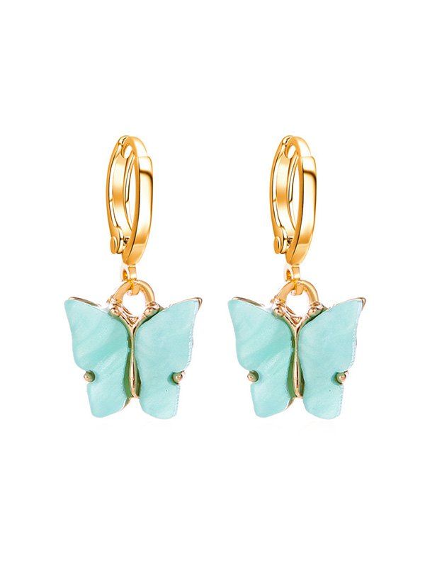 

Acrylic Butterfly Small Hoop Drop Earrings, Aquamarine