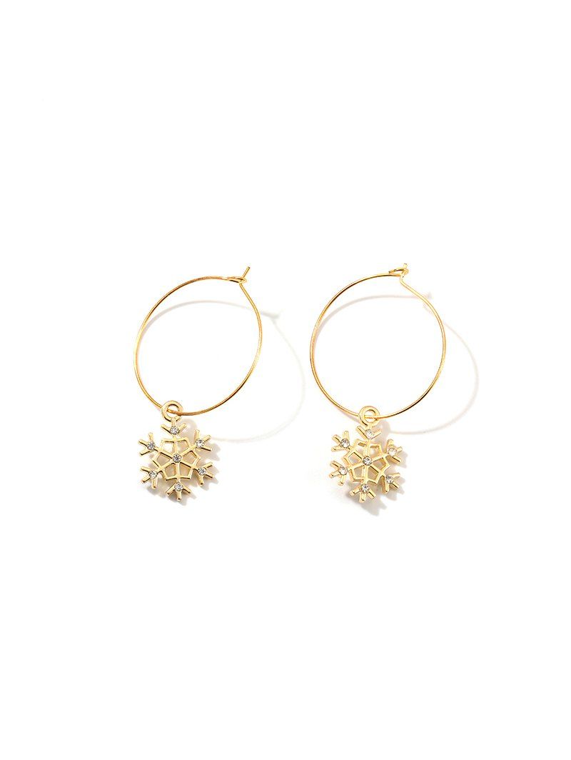 

Christmas Elk Snowflake Shape Hoop Earrings, Multi-b