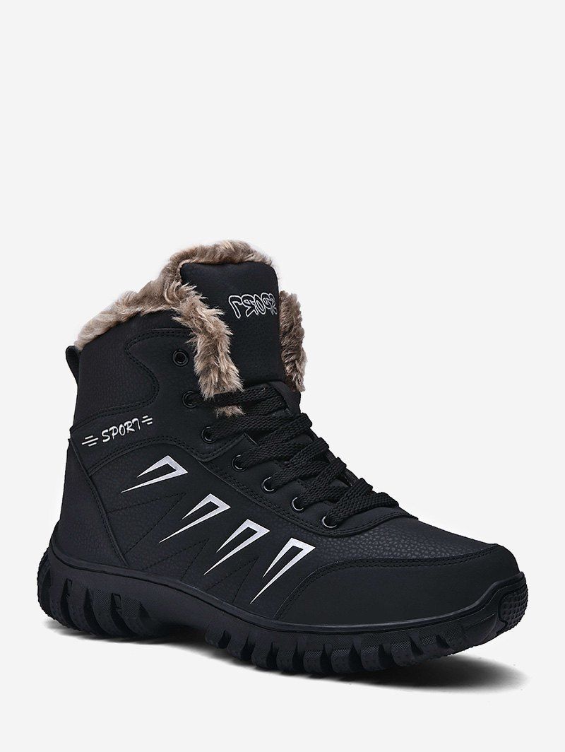 

Non Slip Faux Leather Snow Ankle Boots, Black