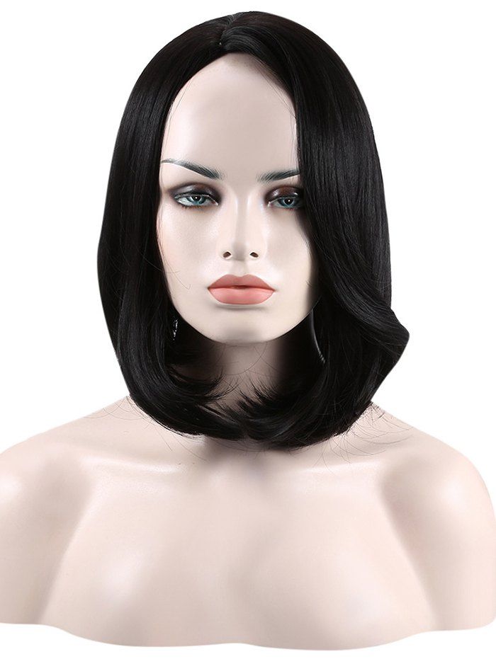 

Short Tail Adduction Straight Bob Side Part Synthetic Wig, Black