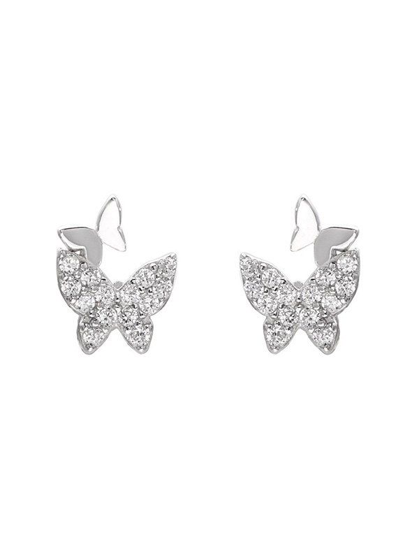 

Rhinestone Butterfly Shape Stud Earrings, Silver