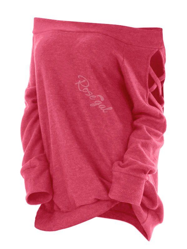 

Plus Size Criss Cross Off Shoulder T Shirt, Cherry red