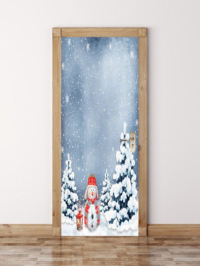 

Christmas Tree Snowman Door Art Stickers, Multi