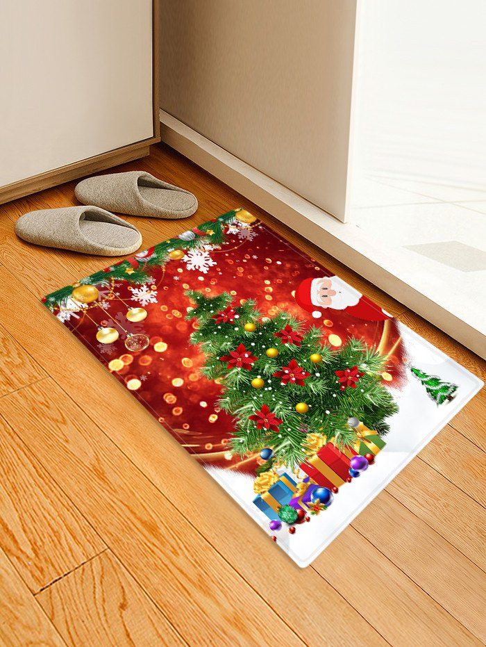 

Santa Claus Christmas Tree Pattern Floor Rug, Multi