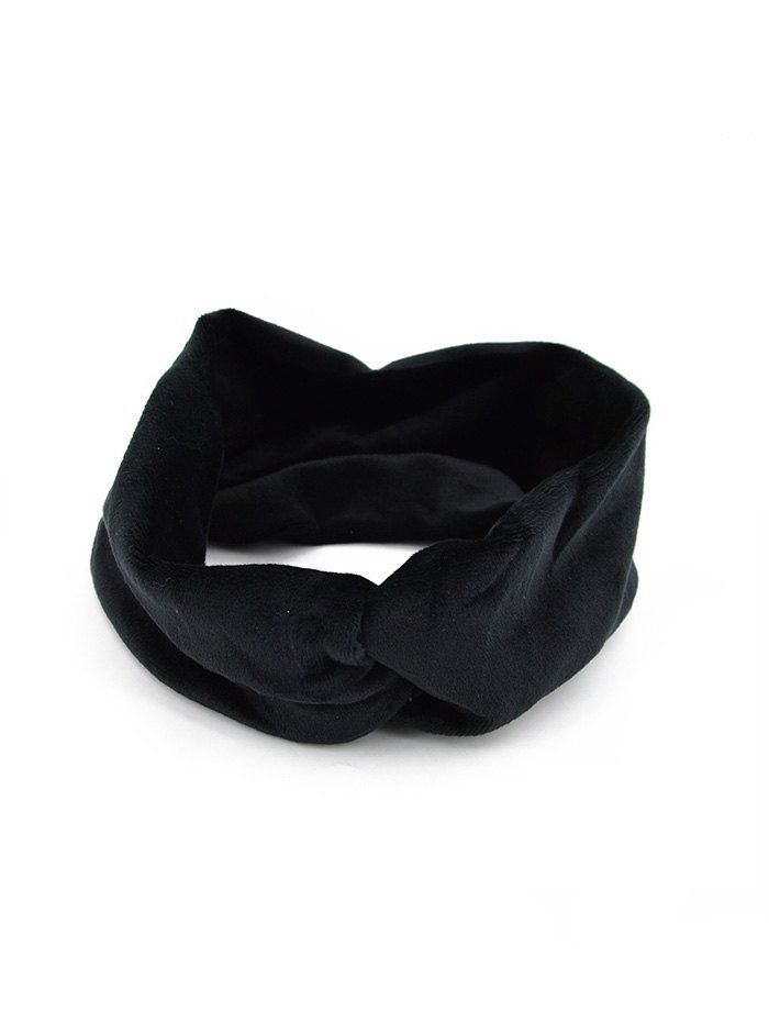 

Solid Velour Cross Wide Headband, Black