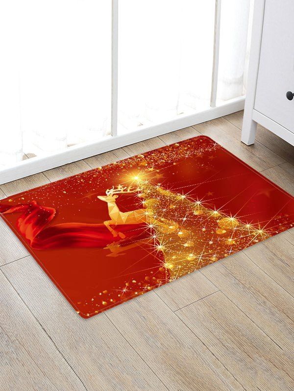

Christmas Tree Deer Pattern Floor Rug, Multi