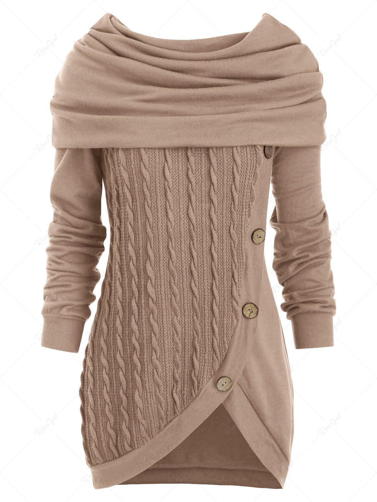cowl neck cable knit tunic knitwear