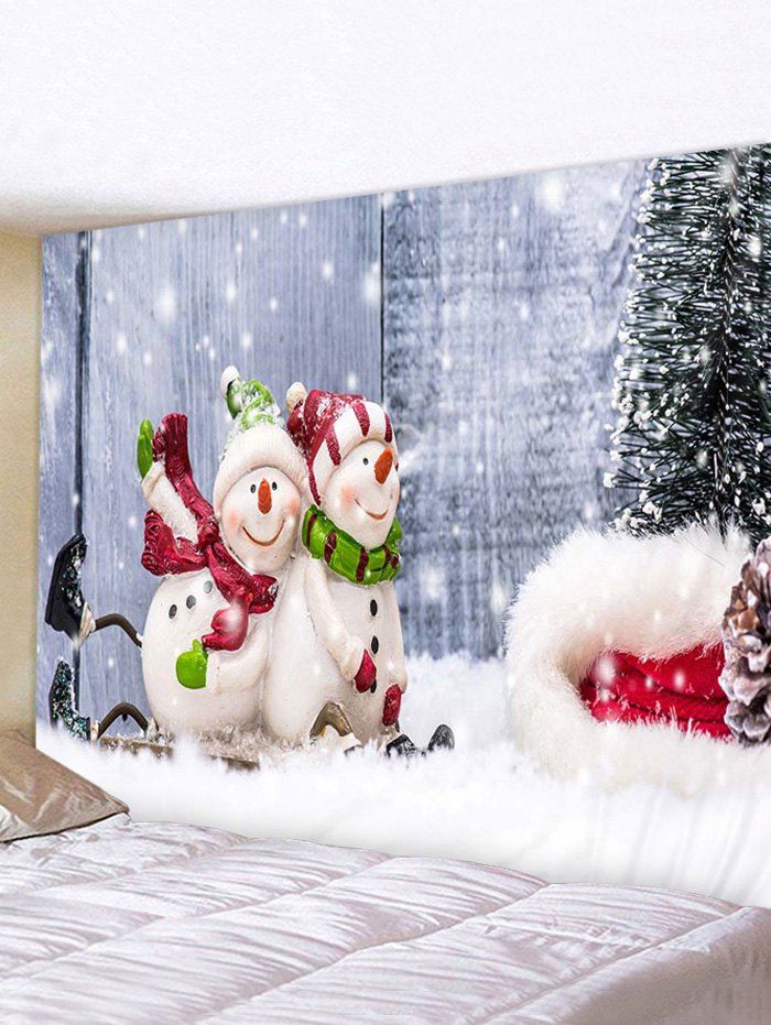 

Christmas Tree Snowman Couple Print Tapestry Wall Hanging Art Decoration, Multi