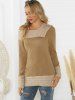 Cable Knit Contrast Long Sleeves Knitwear -  