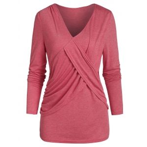 

Crossover V Neck T Shirt, Watermelon pink