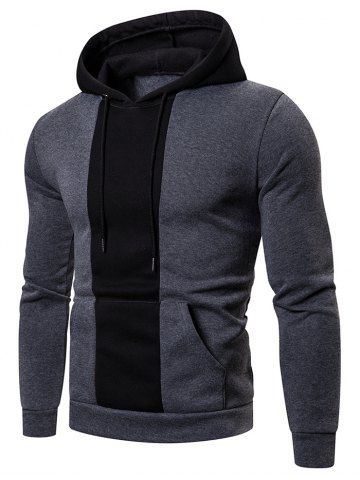 [25% OFF] Men's Casual Fashion Zipper PU Stitching Hoodie | Rosegal