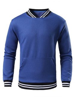 Striped Pattern Casual Sweatshirt - BLUE - M