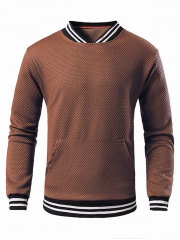 Striped Pattern Casual Sweatshirt - BROWN - XL