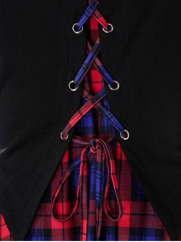 

Plus Size Checked Long Sleeve T-Shirt, Black