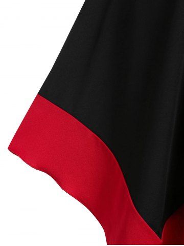 

Plus Size Handkerchief Two Tone Lace Up Halloween Gothic Dress, Black