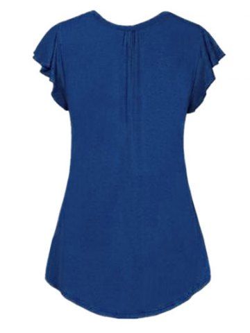 

Plus Size Flutter Sleeve Plain Tee, Blueberry blue