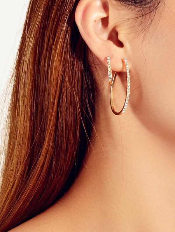 

3Pairs Rhinestone Water Drop Stud Earrings Set, Gold