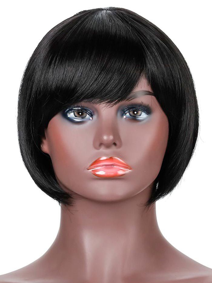 

Synthetic Side Bang Straight Short Bob Wig, Black