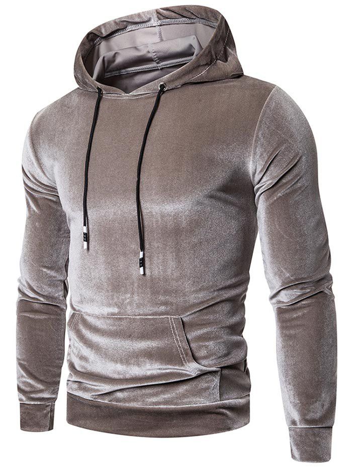 

Solid Color Casual Pocket Hoodie, Gray