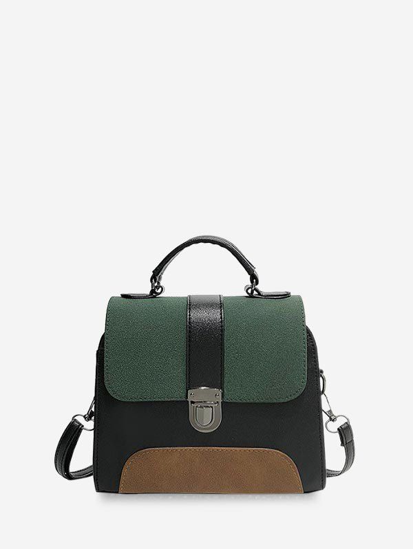 

Retro Color-block Crossbody Bag, Deep green