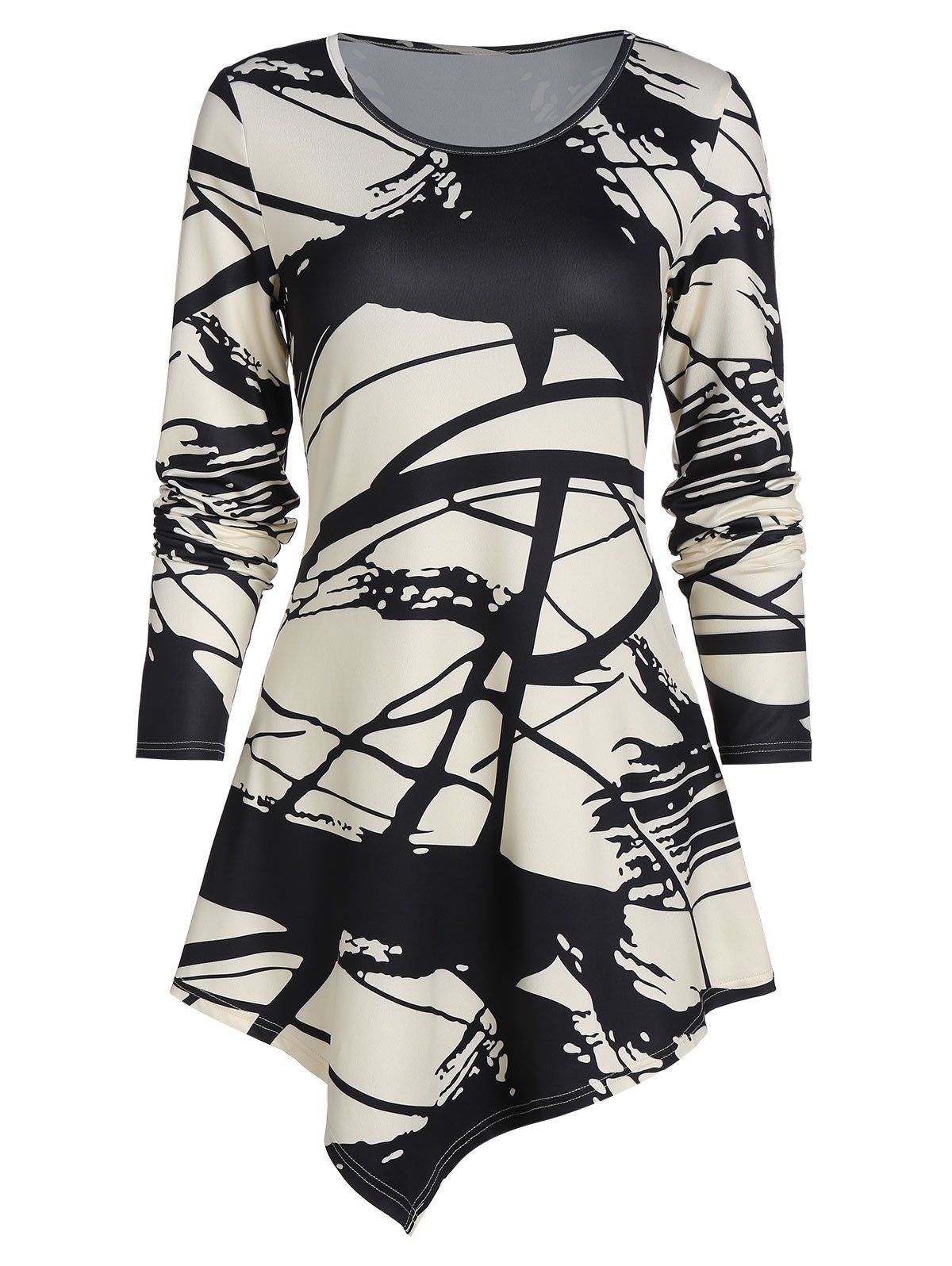 

Abstract Paint Pattern Long Sleeve Longline T Shirt, Multi-a