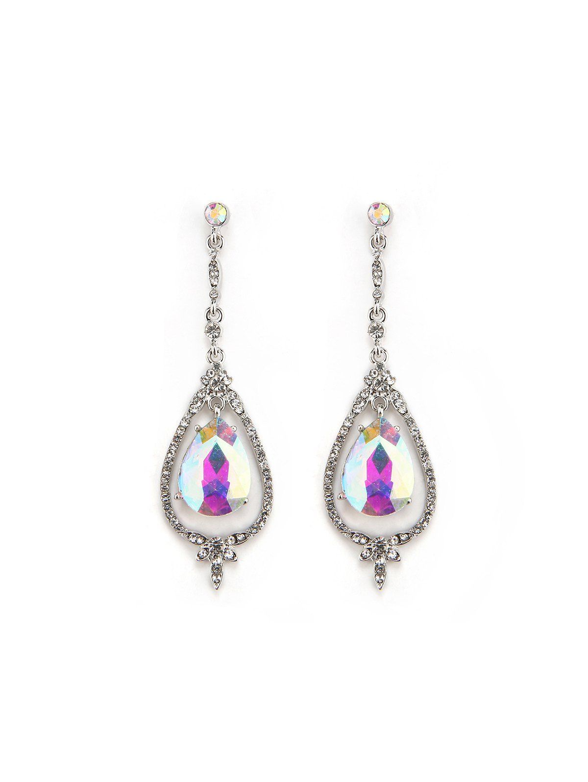 

Rhinestone Water Drop Party Earrings, Silver