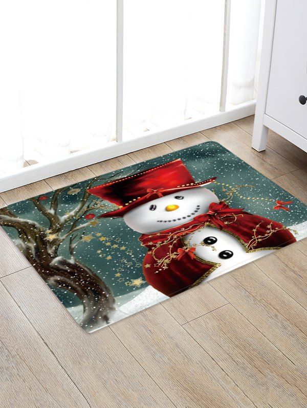 

Christmas Snowman Tree Pattern Water Absorption Area Rug, Multi