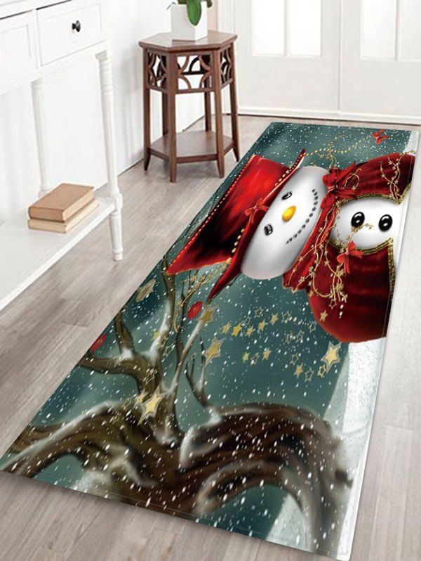 

Christmas Snowman Tree Pattern Water Absorption Area Rug, Multi