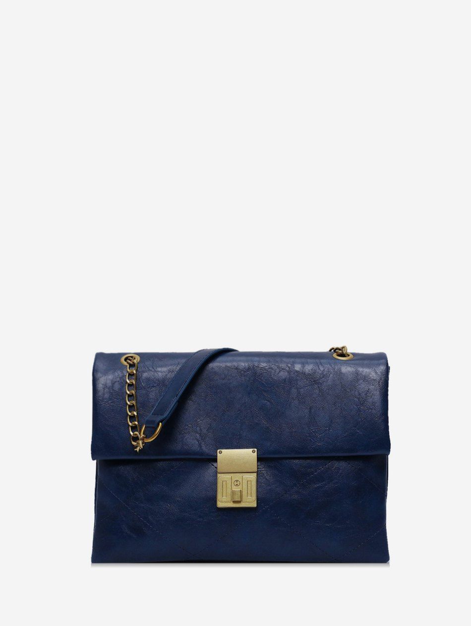 

Solid Simple Chain Shoulder Bag, Navy blue
