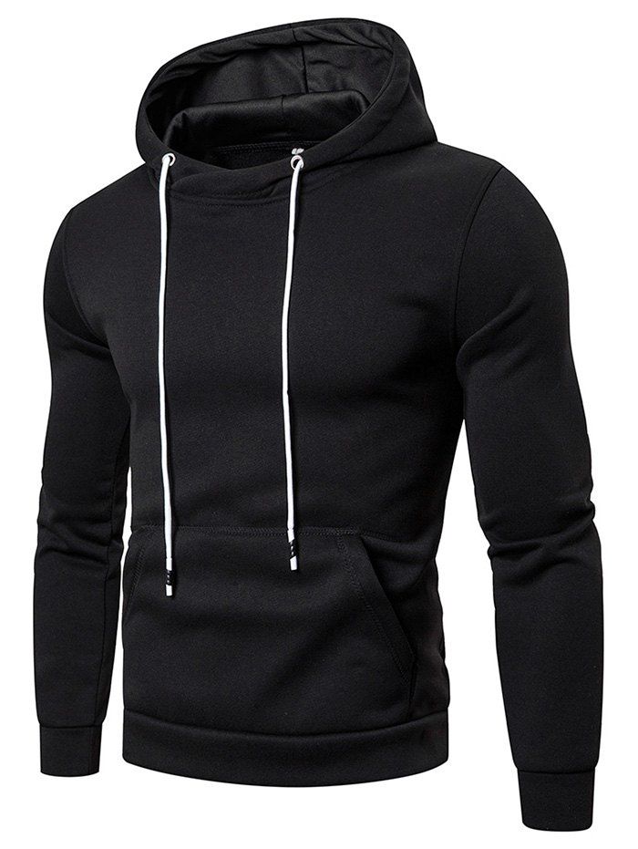 

Solid Color Pocket Hoodie, Black