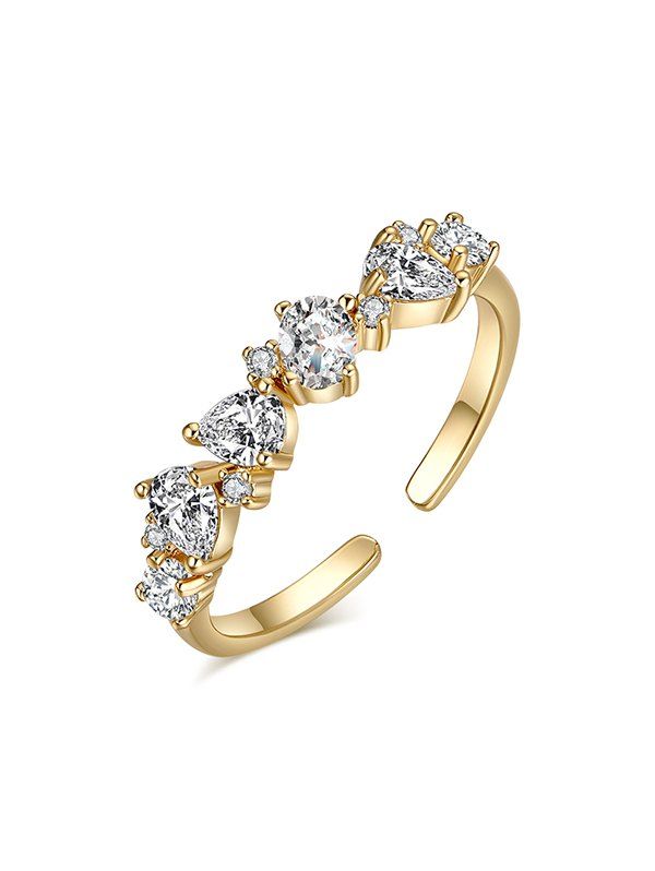 

Teardrop Shape Zircon Open Ring, White