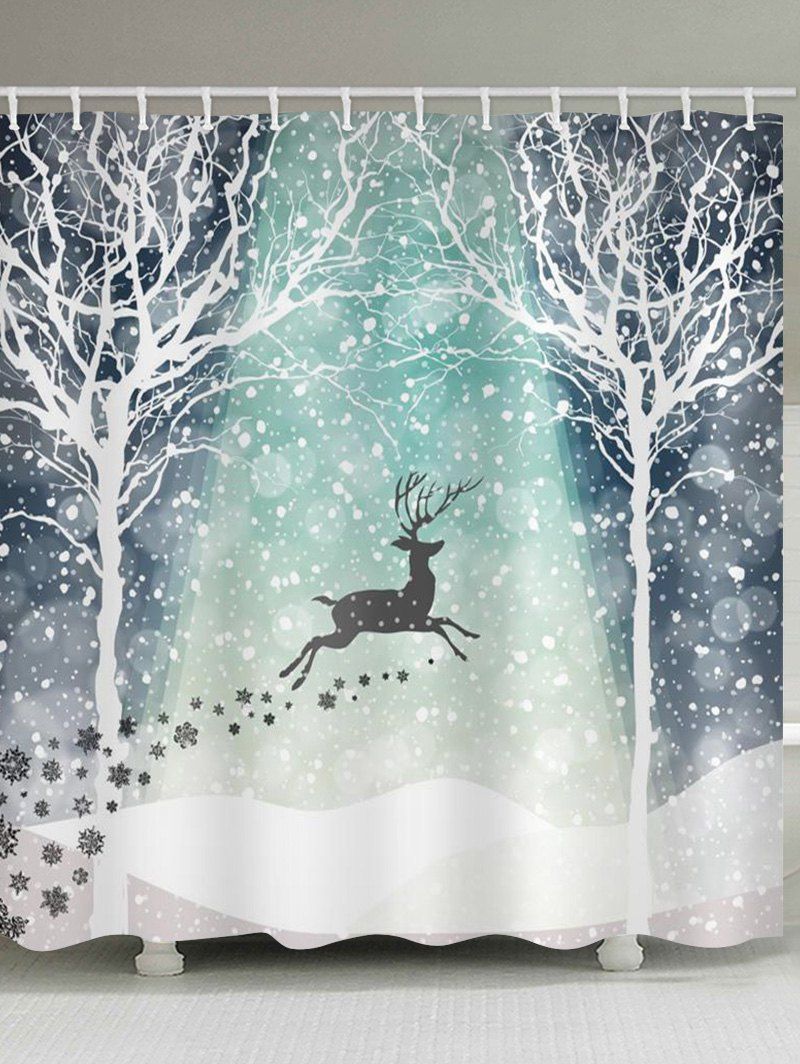 

Christmas Snowflake Deer Waterproof Shower Curtain, Pale blue lily