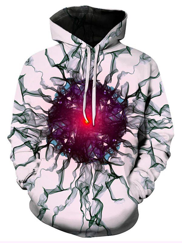 

Novelty Print Kangaroo Pocket Hoodie, White