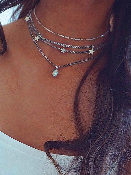 Buy Star Pendant Layered Choker Necklace  
