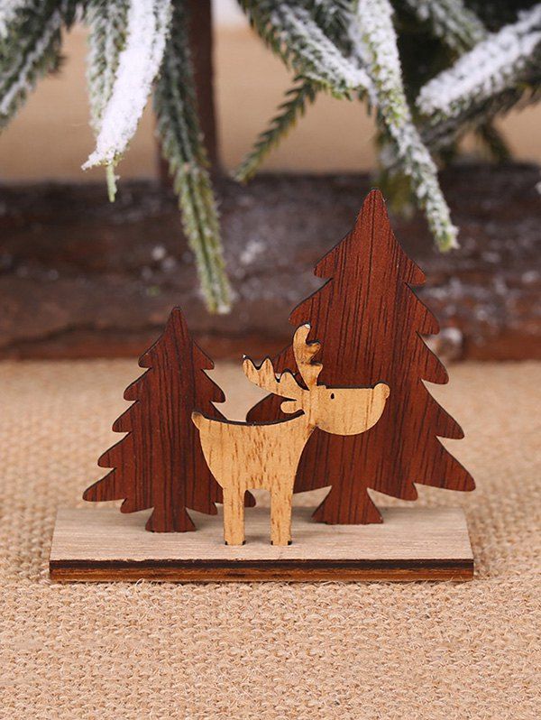 

Christmas Decoration DIY Tree and Elk Shape Wooden Ornaments, Wood