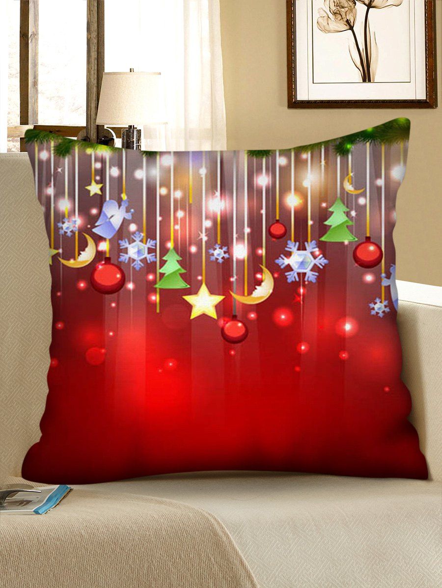 

Christmas Hanging Decorations Print Decorative Pillowcase, Multi