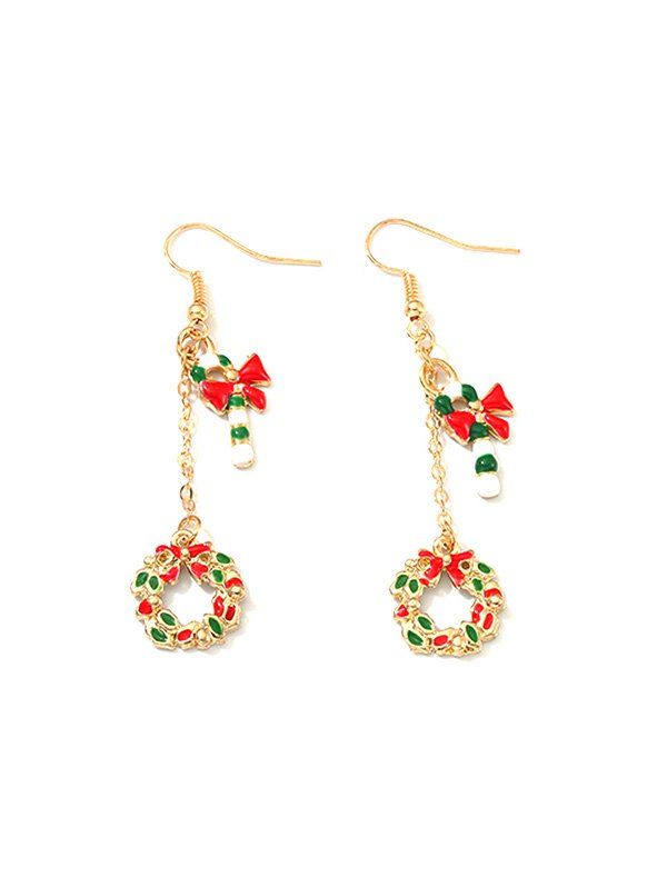 

Christmas Candy Cane Wreath Earrings, Gold