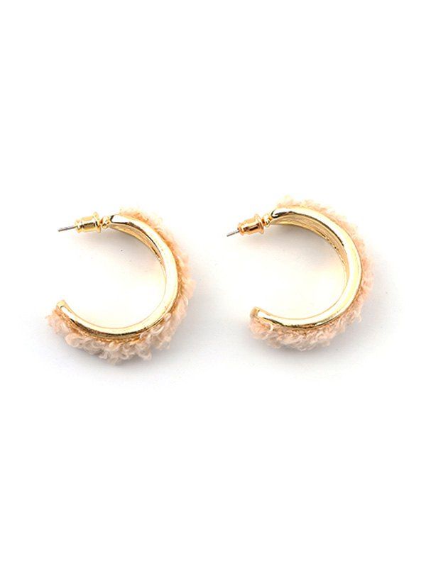 

C-shaped Faux Lamb Wool Stud Earrings, White
